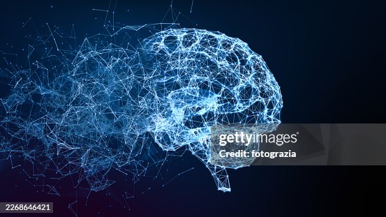 Abstract Digital Brain Network Visualization On Dark Background Abstract Digital Brain Network Visualization On Dark Background