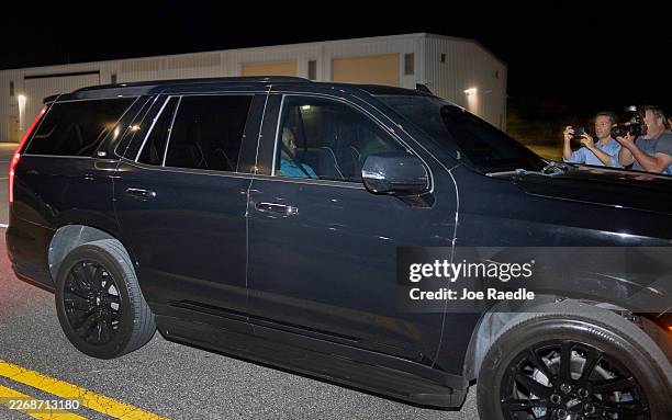 Tiger Woods is driven from the Martin County Jail after being arrested for driving under the influence after a car crash on March 27, 2026 in Stuart,...
