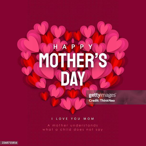 greeting card with heart for mother day celebration - exclusive invite stock illustrations