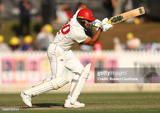 Jason Sangha of South Australia bats during day three of the Sheffield Shield match between Victoria and South Australia at CitiPower Centre, on...