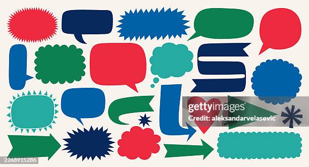 stockillustraties, clipart, cartoons en iconen met speech bubbles arrows banners - tekstballon