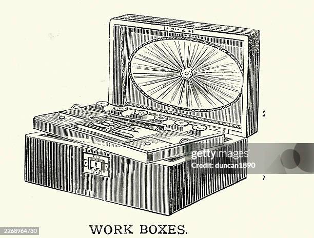 victorian work box, vintage illustration 19th century 1870s - ring box stock illustrations