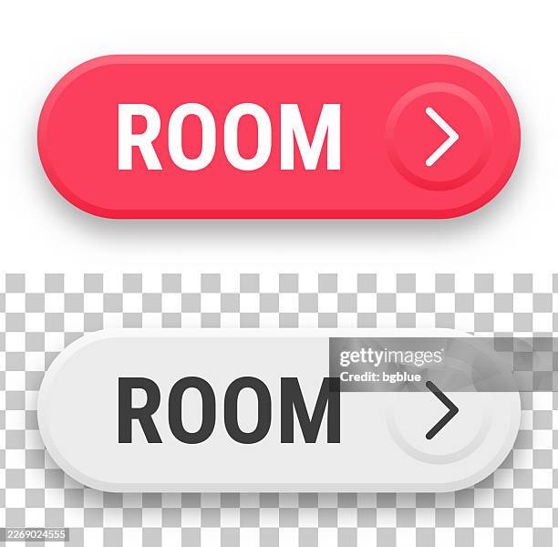 room - 3d click web buttons on blank background - loft interior design stock illustrations