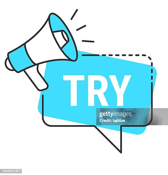 try - speech bubble and megaphone on white background - try something stock illustrations
