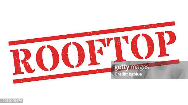 rooftop - red rubber stamp on blank background - rooftop garden stock illustrations