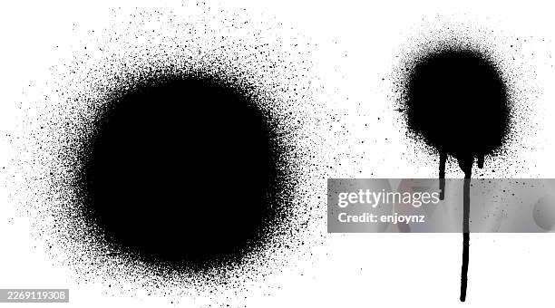 black spray paint splatter marks - spraying stock illustrations