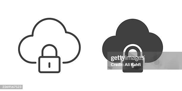 encryption thin line and glyph solid icon. editable stroke and perfect pixel isolated on transparent background - information resources stock illustrations