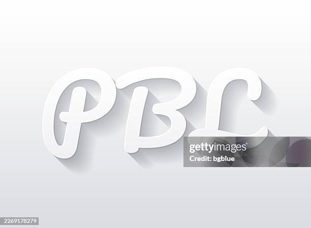 pbl - project based learning - flat design with paper cut effect on blank background - activity based working stock illustrations