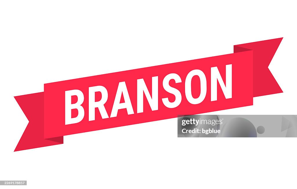 Branson - Red banner on white background