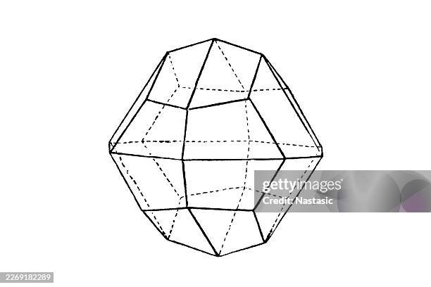 a dyakis dodecahedron (diploids), a 24-faced solid within the cubic crystal system. - phosphate mineral stock illustrations
