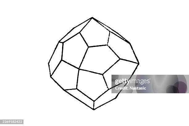 a pentagonal icositetrahedron, featuring 24 irregular pentagonal faces. - phosphate mineral stock illustrations