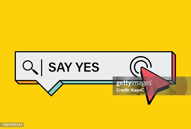 say yes - search bar with cursor on blank background - saying yes stock illustrations