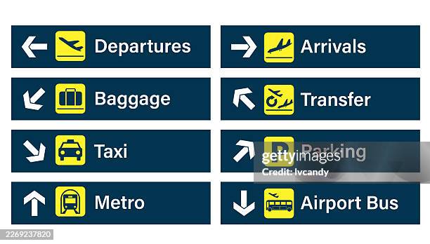 terminal visual guidance system - directional sign stock illustrations