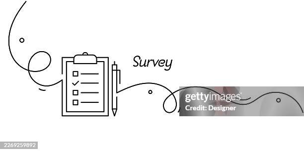 one continuous line drawing of survey icon. single line vector illustration - surveyor stock illustrations
