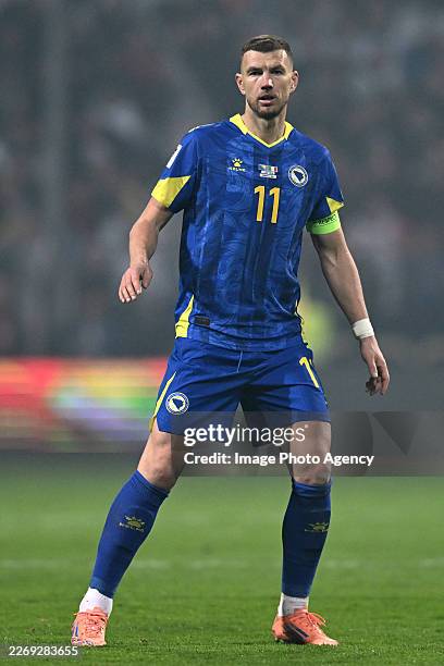 Edin Dzeko of Bosnia Herzegovina looks during the FIFA World Cup 2026 European Qualifiers KO play-offs match between Bosnia & Herzegovina and Italy...