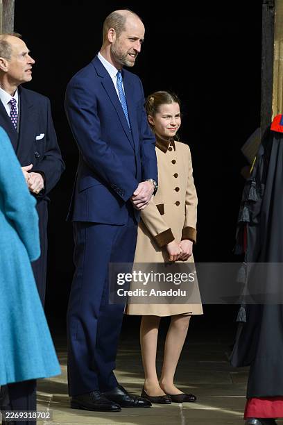 WIlliam, Prince of Wales and Princess Charlotte attend the Easter Service at St Georgeâs Chapel at Windsor Castle in Windsor, United Kingdom on April...