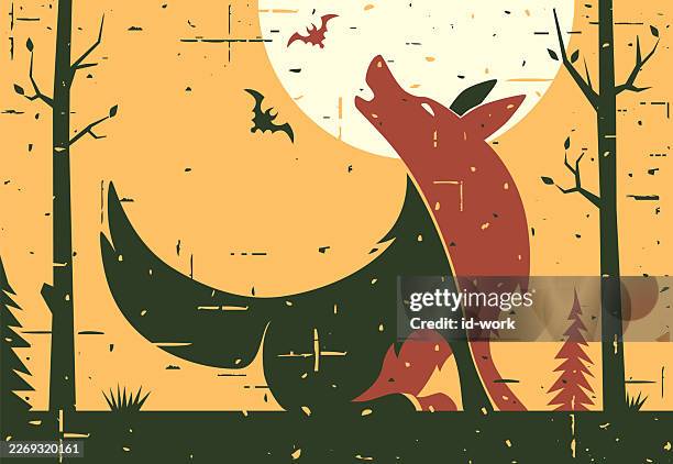 wolf howling - gray wolf stock illustrations