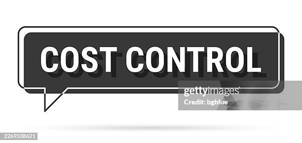cost control - 3d black speech bubble on white background - cost control stock illustrations