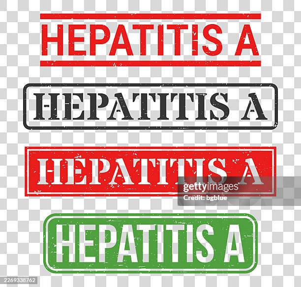 hepatitis a - rubber stamp set on blank background - hepatitis a stock illustrations