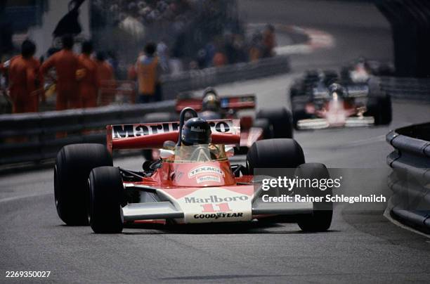 James Hunt drives his McLaren M23 Ford during the Monaco GP at Circuit de Monaco in Monte Carlo, Monaco on Sunday 30th May 1976.