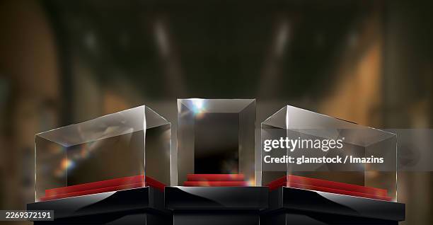 interior, exhibition hall, gallery, display case, empty space, glass case, low angle, background image, background, no people - empty glass case stock pictures, royalty-free photos & images