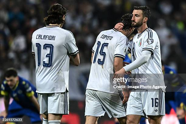 Pio Esposito and Bryan Cristante of Italy react with disappointment MARCH 31: during the FIFA World Cup 2026 European Qualifiers KO play-offs match...