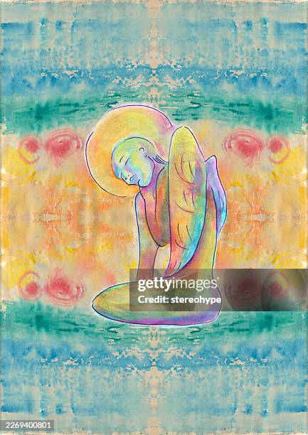 thoughtful angel - caduceus background stock illustrations