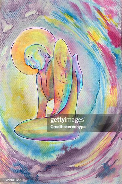 thoughtful angel - caduceus background stock illustrations