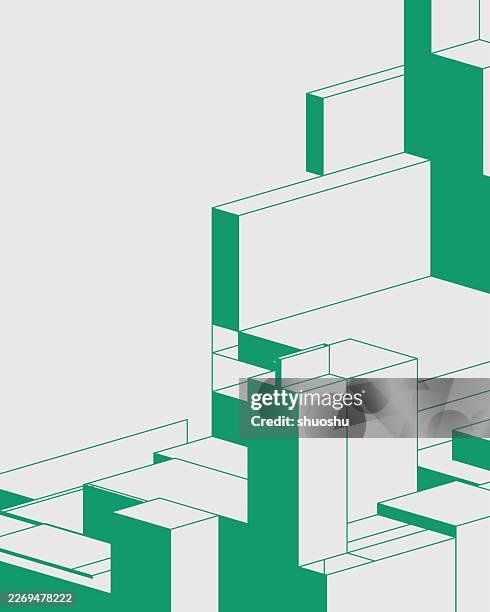 green outline model style modern architecture structure background - construction abstract stock illustrations