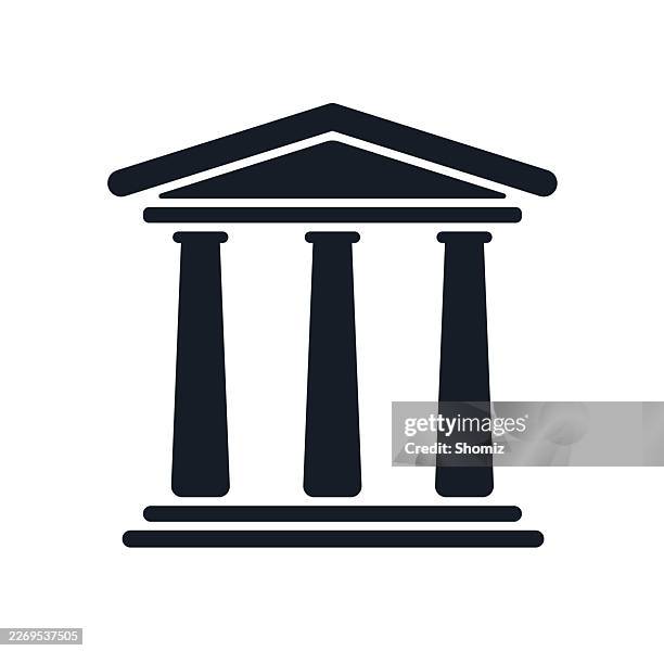 ancient temple icon - classical greek stock illustrations
