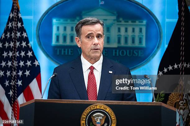 Director John Ratcliffe speaks during a news conference in the White House briefing room about the war in Iran on Monday, April 6, 2026.