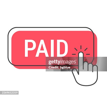 Paid - Click button with hand cursor on white background Paid - Click button with hand cursor on white background