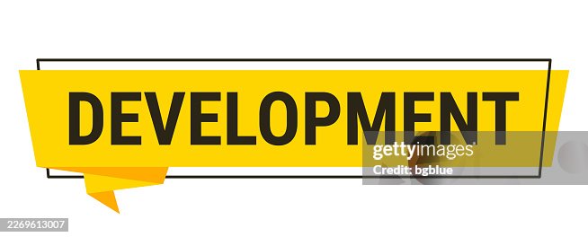 Development - Yellow speech bubble on white background Development - Yellow speech bubble on white background