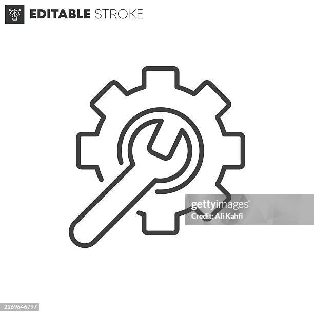 settings tools thin line icons collection. editable stroke. vector illustration. - computer repair shop stock illustrations
