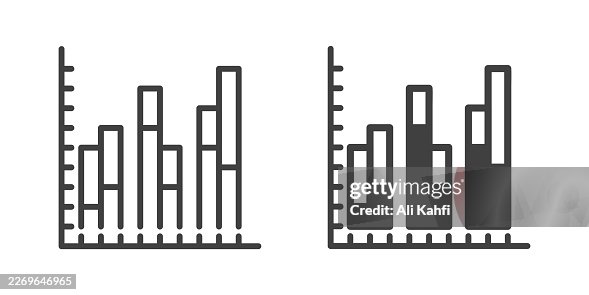 Stacked Bar thin line and glyph solid icon. Editable stroke and perfect pixel isolated on transparent background Stacked Bar thin line and glyph solid icon. Editable stroke and perfect pixel isolated on transparent background
