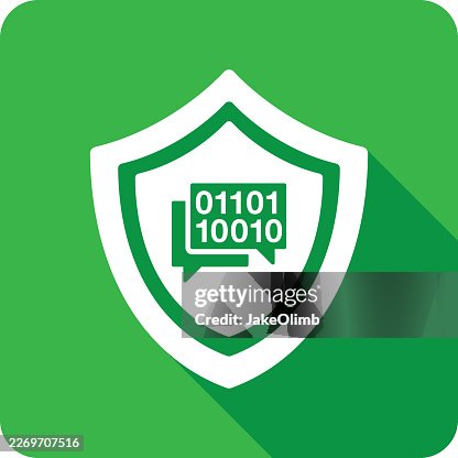 Shield Binary Speech Bubbles Icon Silhouette Shield Binary Speech Bubbles Icon Silhouette