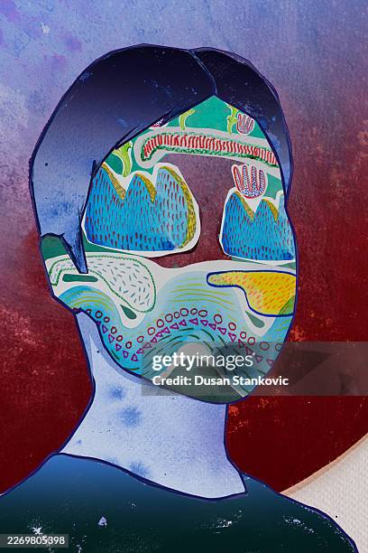 conceptual art of personal growth and fragmented identity - virtual wellness stock illustrations