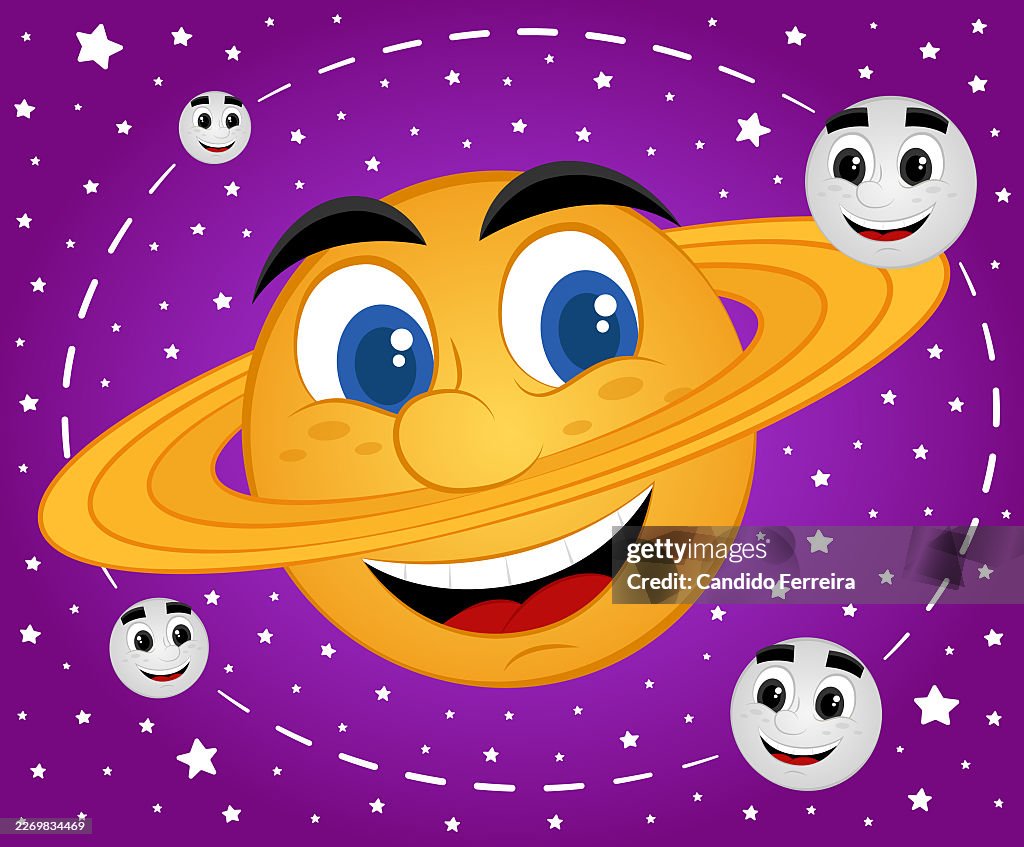 Funny saturn cartoon
