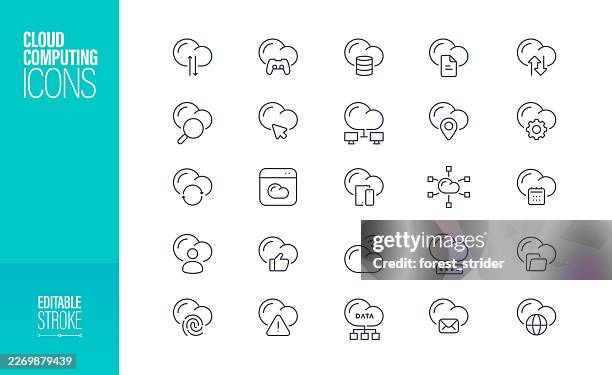 cloud computing icons editable stroke - application programming interface stock illustrations