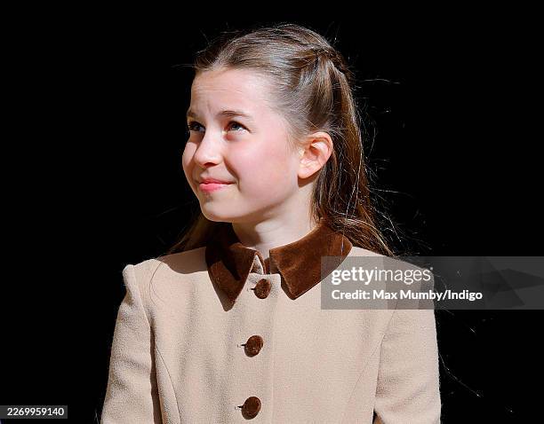 Princess Charlotte of Wales attends the traditional Easter Sunday Mattins Service at St George's Chapel, Windsor Castle on April 5, 2026 in Windsor,...
