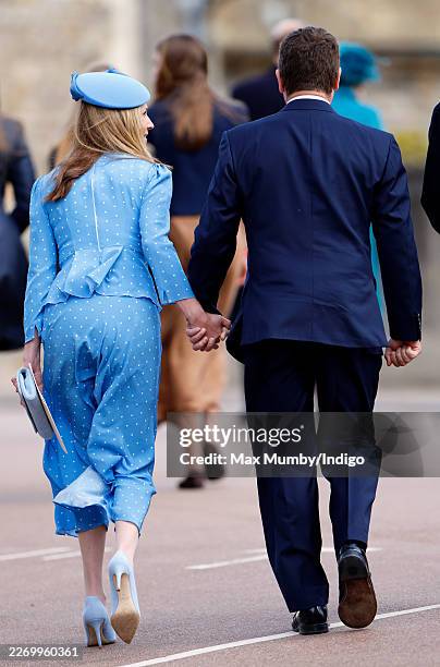 Harriet Sperling and Peter Phillips attend the traditional Easter Sunday Mattins Service at St George's Chapel, Windsor Castle on April 5, 2026 in...