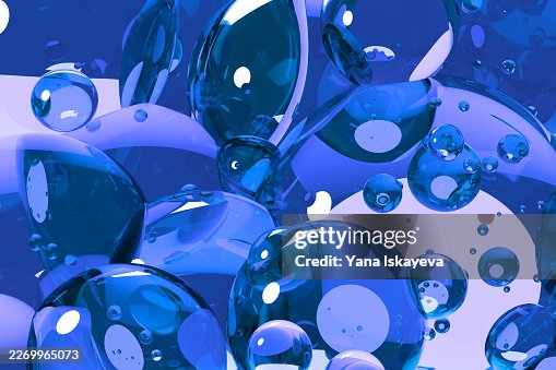 Abstract blue liquid spheres representing molecular structures and fluid dynamics Abstract blue liquid spheres representing molecular structures and fluid dynamics