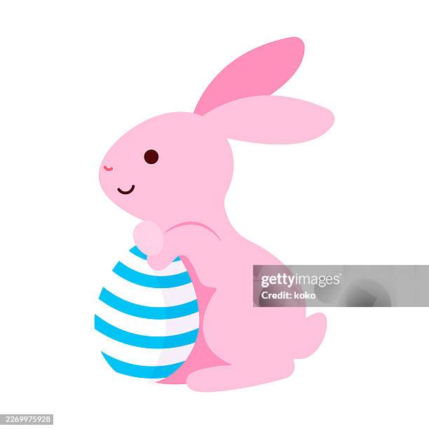 happy easter, cute rabbit, colorful eggs. - hare isolated stock illustrations