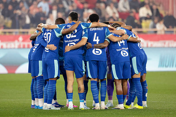 Team Olympique de Marseille gather before the Ligue 1 McDonald's football match between AS Monaco and Olympique de Marseille at Stade Louis II on Team Olympique de Marseille gather before the Ligue 1 McDonald's football match between AS Monaco and Olympique de Marseille at Stade Louis II on