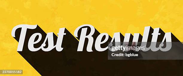 test results - text with long shadow on textured yellow background - test grades stock illustrations
