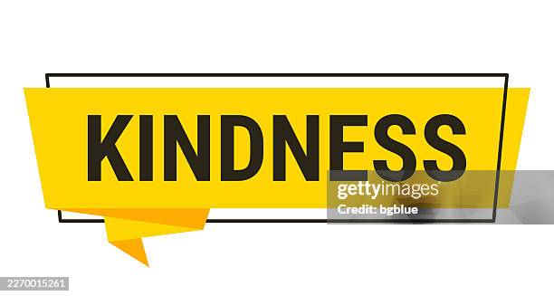 freundlichkeit – gelbe sprechblase auf weißem hintergrund - kindness stock-grafiken, -clipart, -cartoons und -symbole