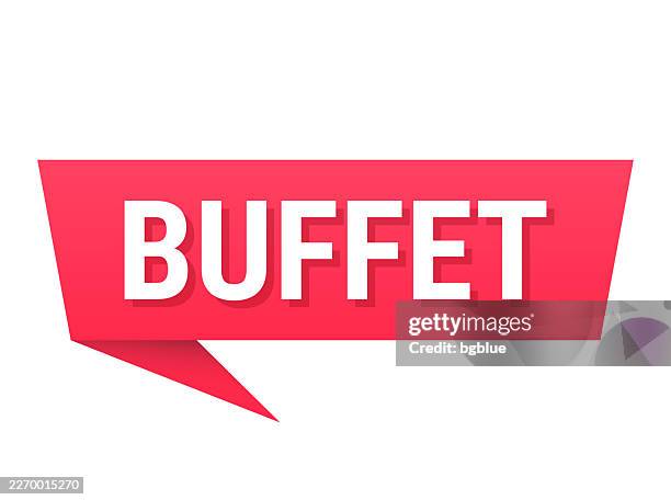 buffet - red speech bubble on blank background - buffet stock illustrations