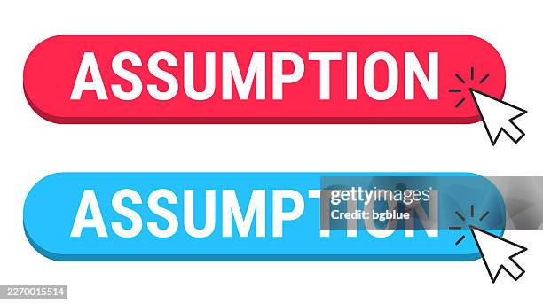 assumption - red and blue buttons with cursor on white background - pre approval stock illustrations