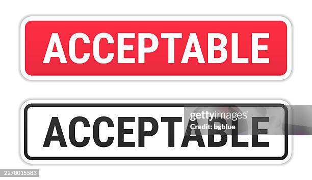 acceptable - red and black labels on white background - equality logo stock illustrations