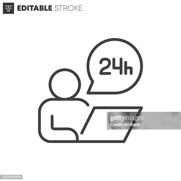 24h live agent thin line icons collection. editable stroke. vector illustration. - daylight saving stock illustrations